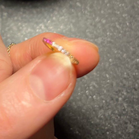 Rainbow stones gold plated ear cuff - Picture 2 of 5